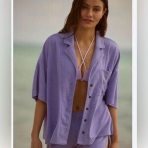⭐️NWOT Anthropologie Terry Cloth Button Down Surf Shirt⭐️